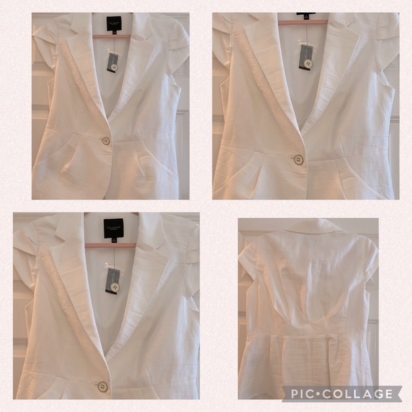 Limited 🤍vest blouse! Gorgeous white linen one button dressy cap sleeve - Picture 1 of 1